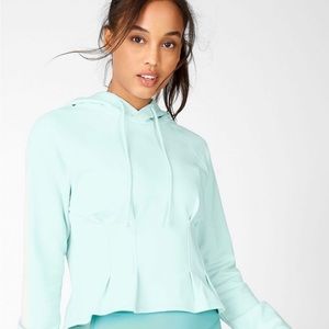 Fabletics June Peplum Hoodie, GLACIER, Size XS